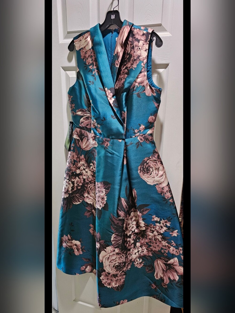 NWT Kay Unger Waverly Tea Length Floral Mikado Dress Size 10 - Picture 6 of 6